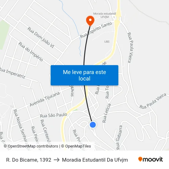 R. Do Bicame, 1392 to Moradia Estudantil Da Ufvjm map