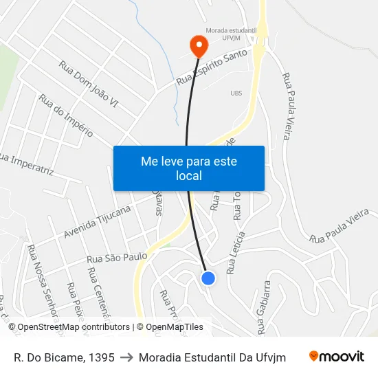 R. Do Bicame, 1395 to Moradia Estudantil Da Ufvjm map