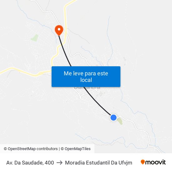 Av. Da Saudade, 400 to Moradia Estudantil Da Ufvjm map