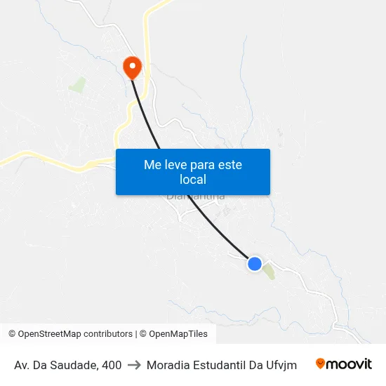 Av. Da Saudade, 400 to Moradia Estudantil Da Ufvjm map