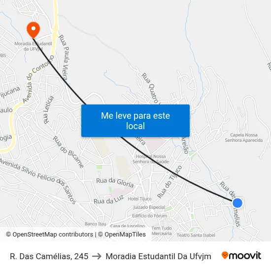 R. Das Camélias, 245 to Moradia Estudantil Da Ufvjm map
