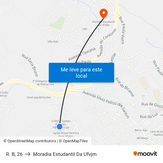 R. B, 26 to Moradia Estudantil Da Ufvjm map