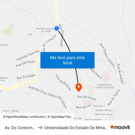 Av. Do Contorno, 53 to Universidade Do Estado De Minas Gerais map