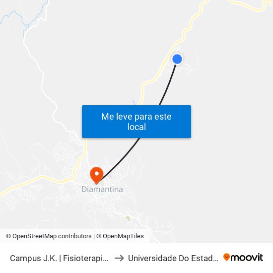 Campus J.K. | Fisioterapia/Praça De Serviços to Universidade Do Estado De Minas Gerais map