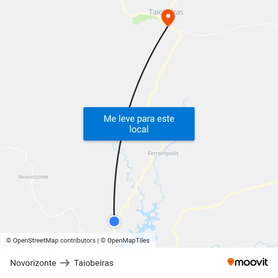 Novorizonte to Taiobeiras map