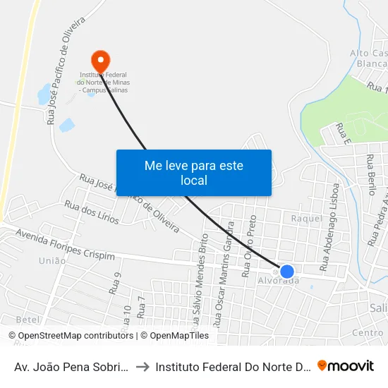 Av. João Pena Sobrinho, 330 | Salipeças to Instituto Federal Do Norte De Minas - Campus Salinas map