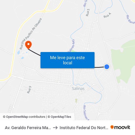 Av. Geraldo Ferreira Matos (3 De Maio) | Prediliano to Instituto Federal Do Norte De Minas - Campus Salinas map