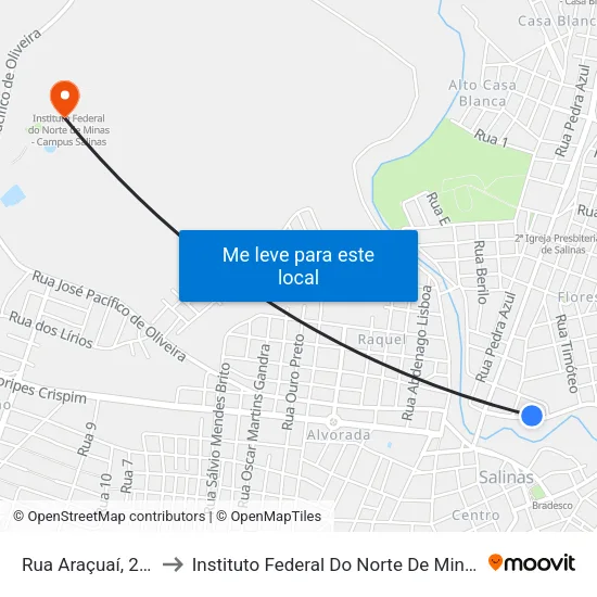 Rua Araçuaí, 273 | Tupas to Instituto Federal Do Norte De Minas - Campus Salinas map