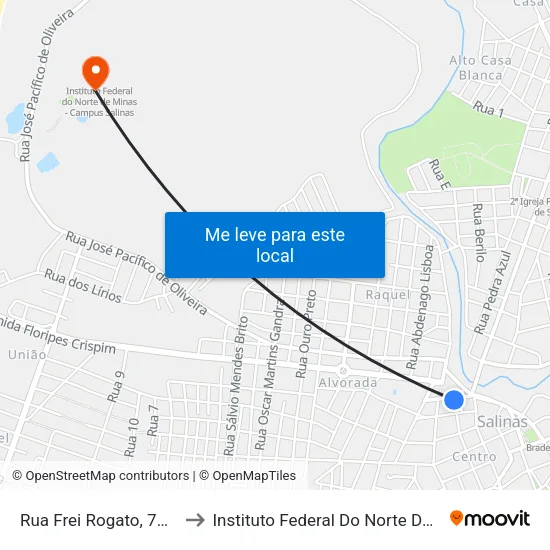 Rua Frei Rogato, 78 | Mangueiras Bar to Instituto Federal Do Norte De Minas - Campus Salinas map