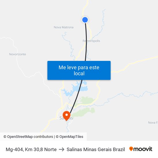 Mg-404, Km 30,8 Norte to Salinas Minas Gerais Brazil map