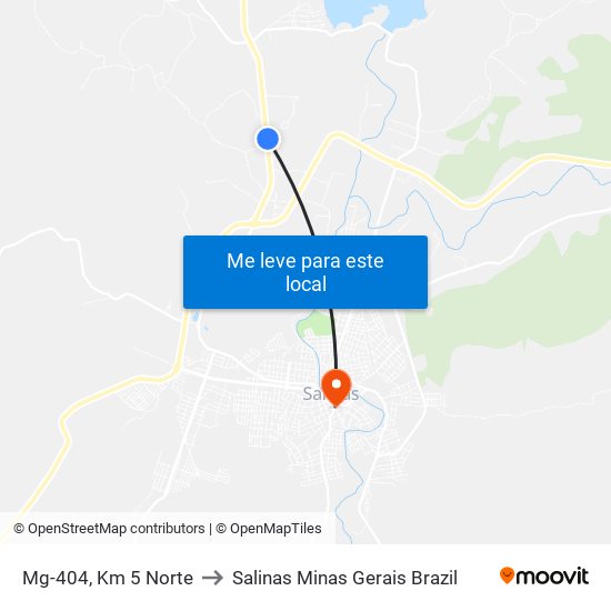 Mg-404, Km 5 Norte to Salinas Minas Gerais Brazil map