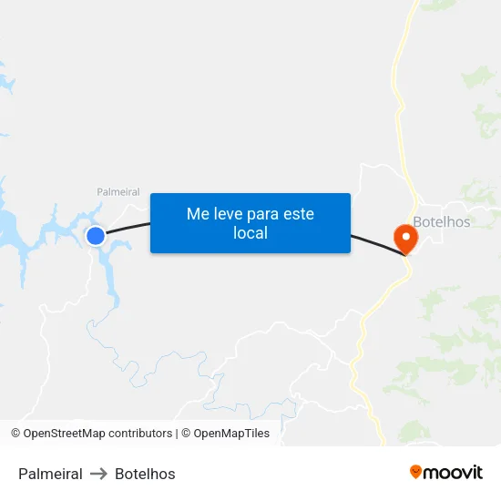 Palmeiral to Botelhos map
