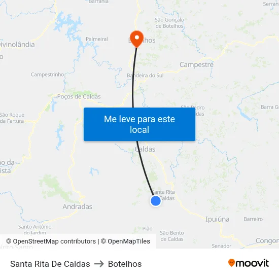 Santa Rita De Caldas to Botelhos map