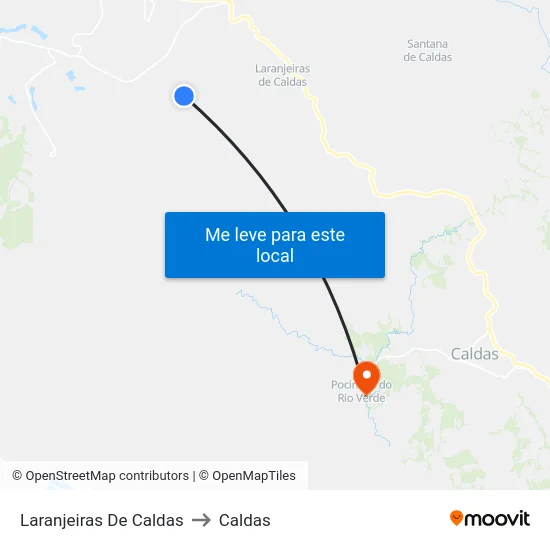 Laranjeiras De Caldas to Caldas map