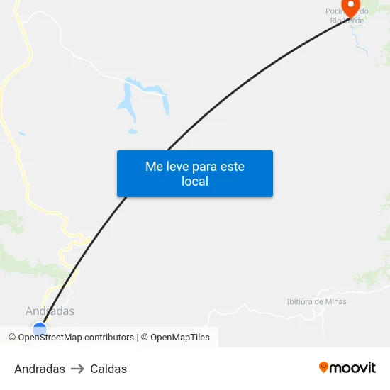Andradas to Caldas map
