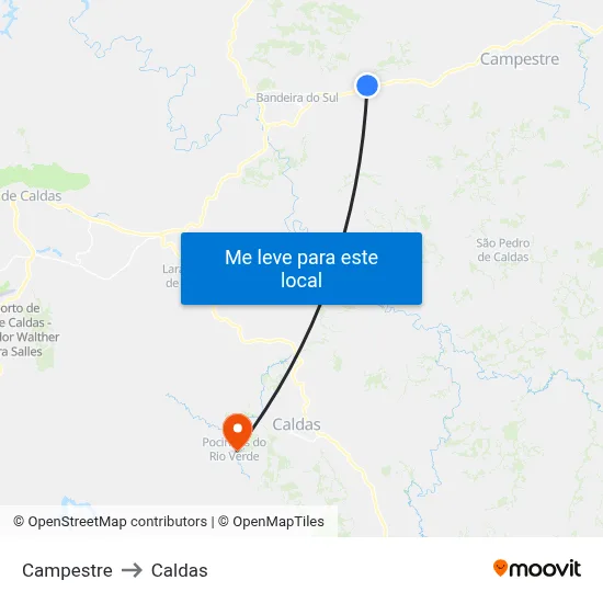 Campestre to Caldas map