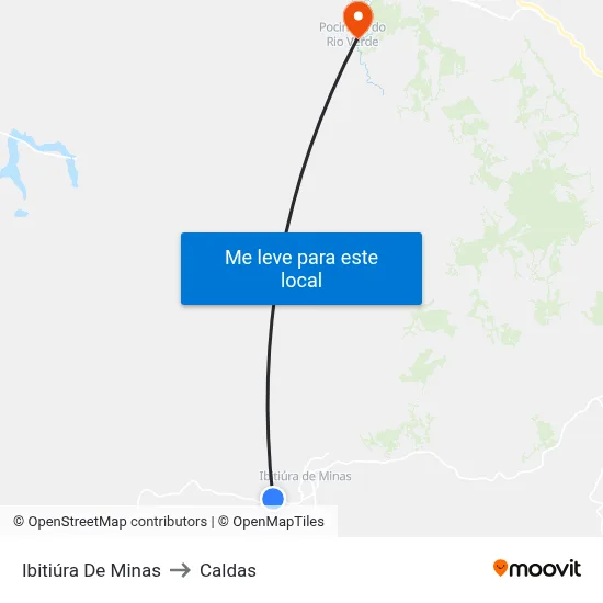 Ibitiúra De Minas to Caldas map