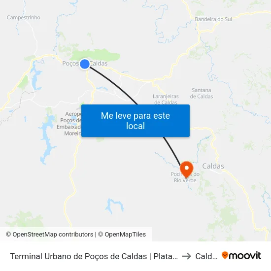 Terminal Urbano de Poços de Caldas | Plataforma B to Caldas map