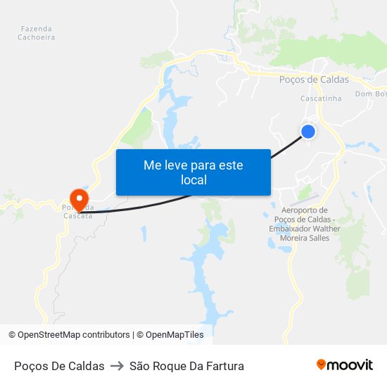 Poços De Caldas to São Roque Da Fartura map