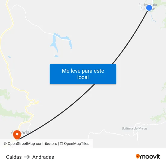 Caldas to Andradas map