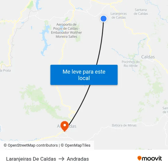 Laranjeiras De Caldas to Andradas map