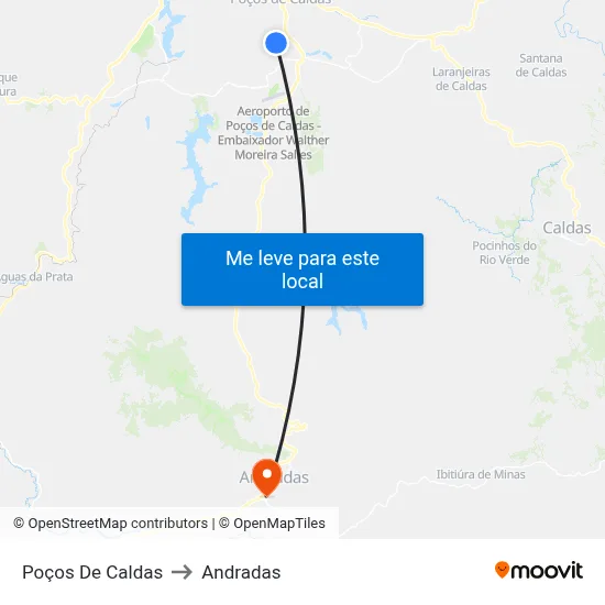 Poços De Caldas to Andradas map