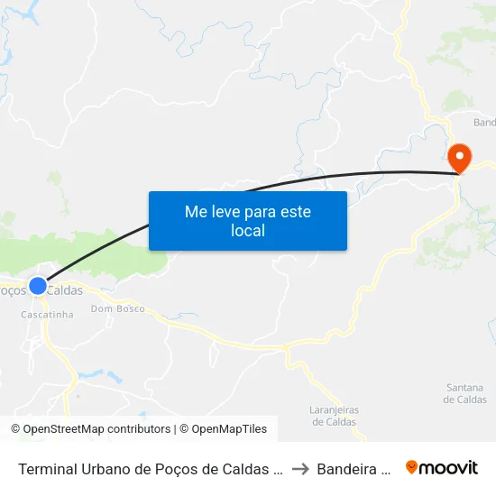 Terminal Urbano de Poços de Caldas | Plataforma B to Bandeira Do Sul map