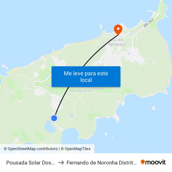 Pousada Solar Dos Ventos to Fernando de Noronha Distrito Estadual map