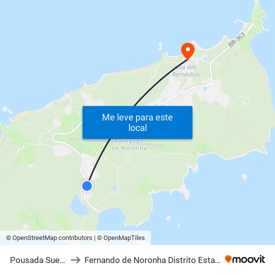 Pousada Sueste to Fernando de Noronha Distrito Estadual map