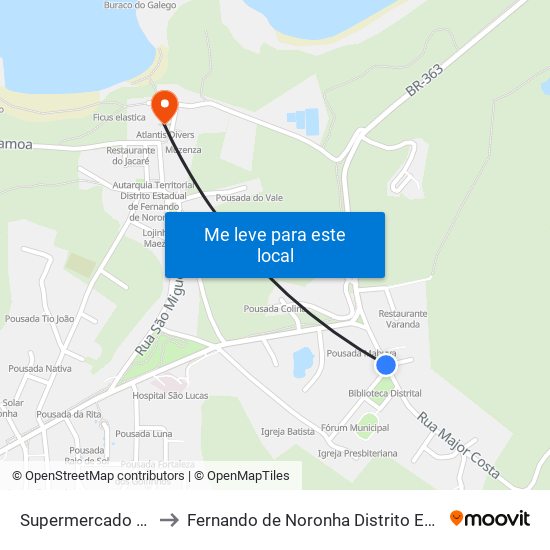 Supermercado Poty to Fernando de Noronha Distrito Estadual map