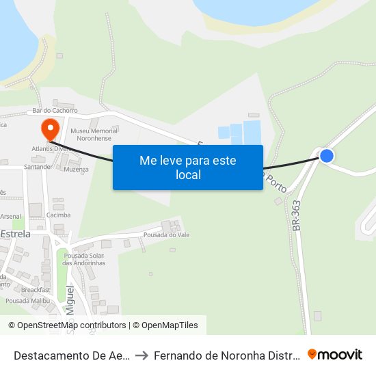Destacamento De Aeronáutica to Fernando de Noronha Distrito Estadual map