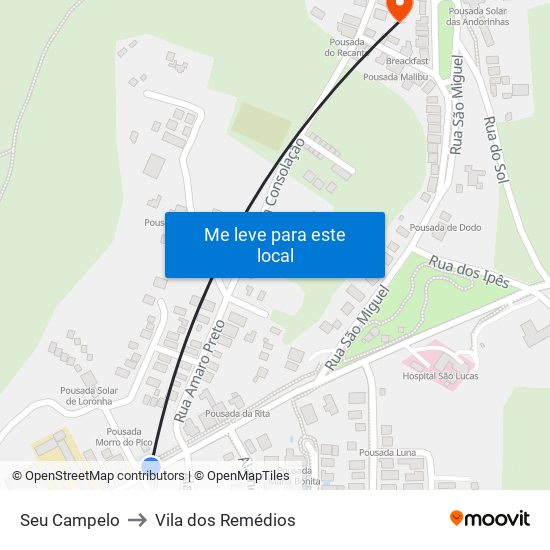 Seu Campelo to Vila dos Remédios map