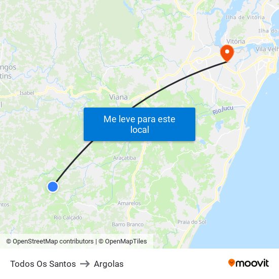 Todos Os Santos to Argolas map