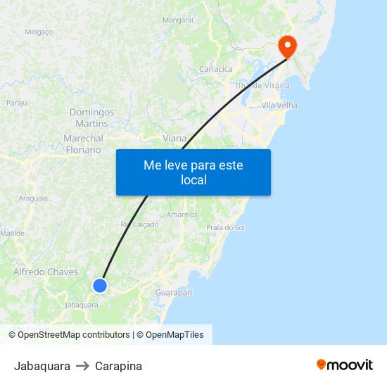 Jabaquara to Carapina map