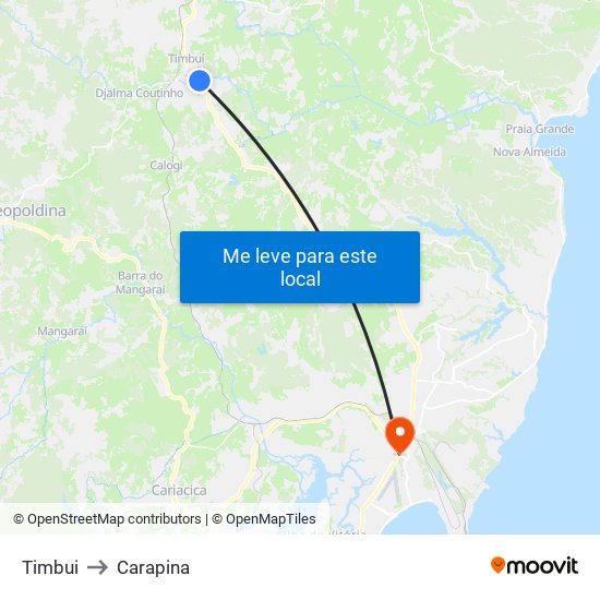 Timbui to Carapina map