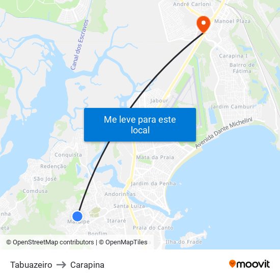 Tabuazeiro to Carapina map