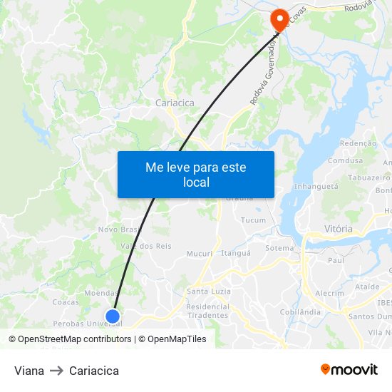 Viana to Cariacica map
