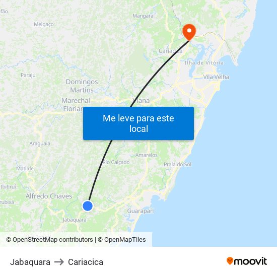 Jabaquara to Cariacica map