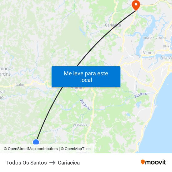 Todos Os Santos to Cariacica map