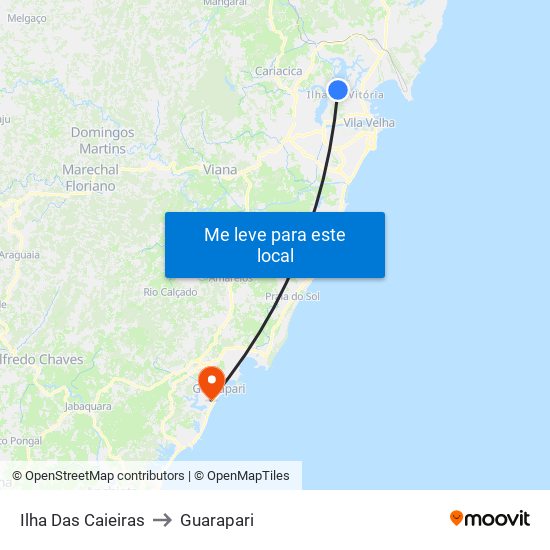 Ilha Das Caieiras to Guarapari map