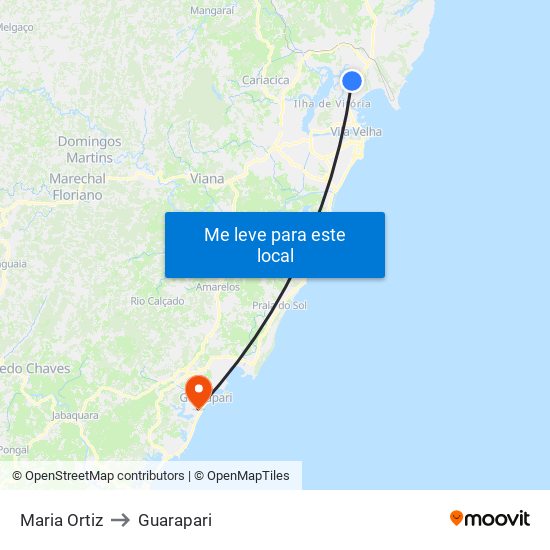 Maria Ortiz to Guarapari map