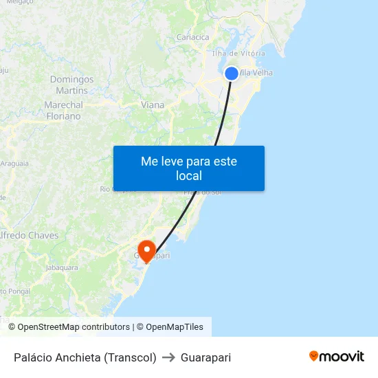 Palácio Anchieta (Transcol) to Guarapari map