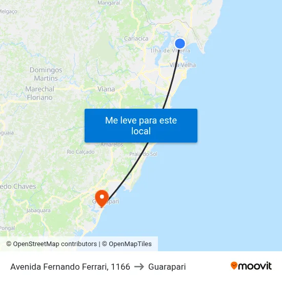 Avenida Fernando Ferrari, 1166 to Guarapari map