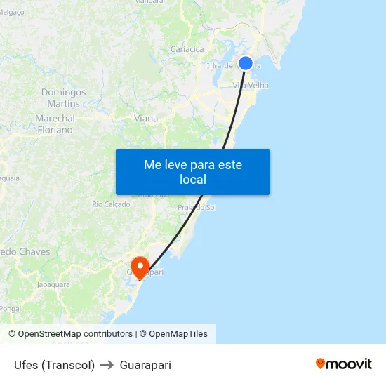 Ufes (Transcol) to Guarapari map
