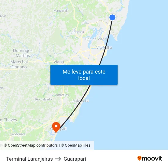 Terminal Laranjeiras to Guarapari map