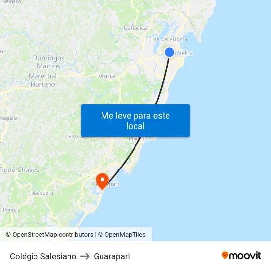 Colégio Salesiano to Guarapari map