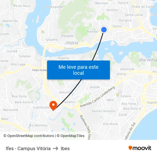 Ifes -  Campus Vitória to Ibes map
