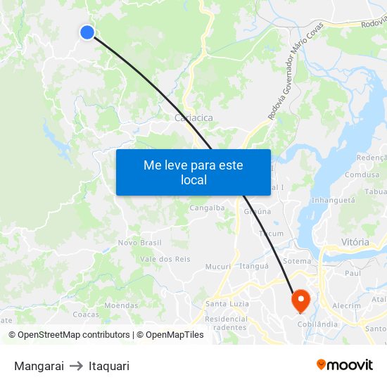 Mangarai to Itaquari map