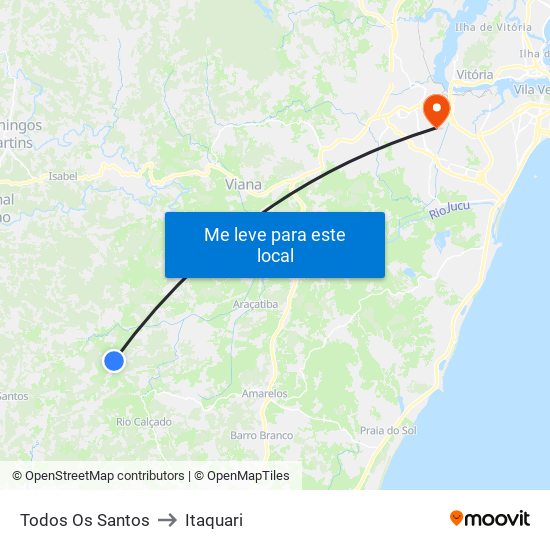Todos Os Santos to Itaquari map