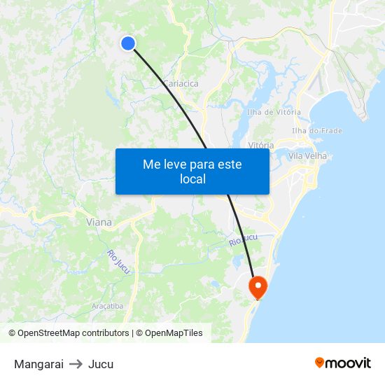 Mangarai to Jucu map